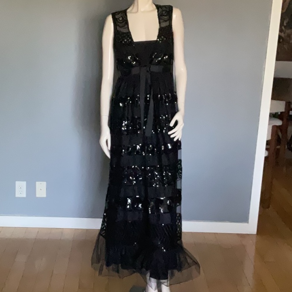 NWT REDValentino Black Sequin MIDI Dress Size 44 US 8